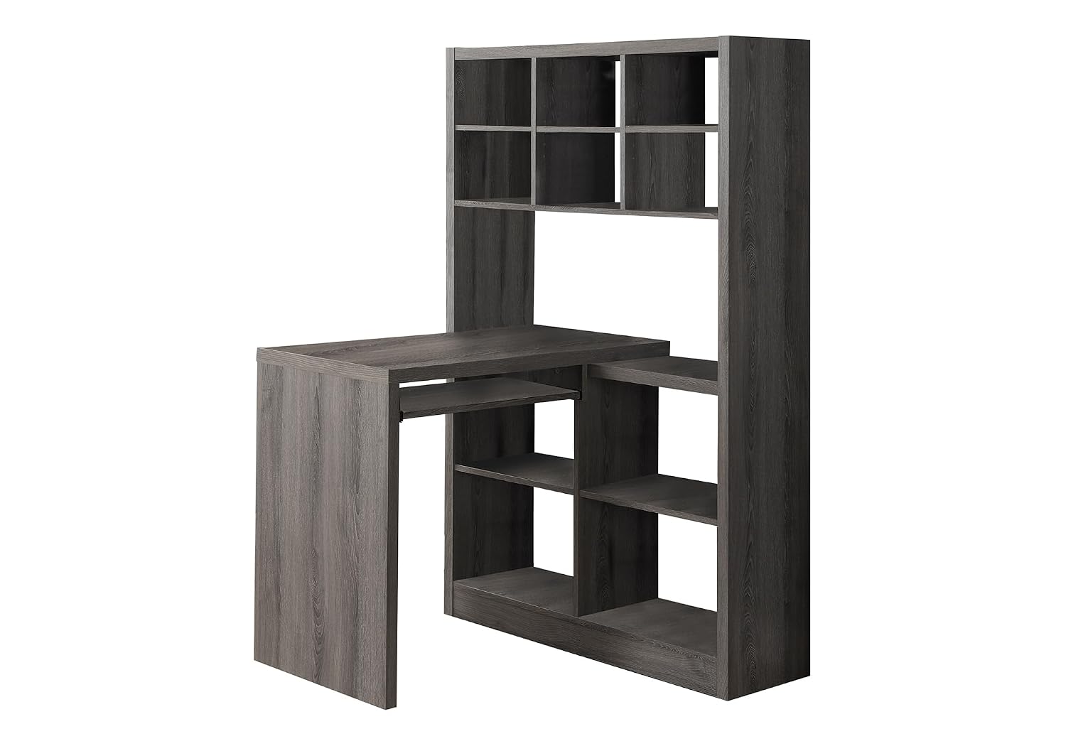 Desk Setup Dark - Corner Desk with Adjustable Shelves &