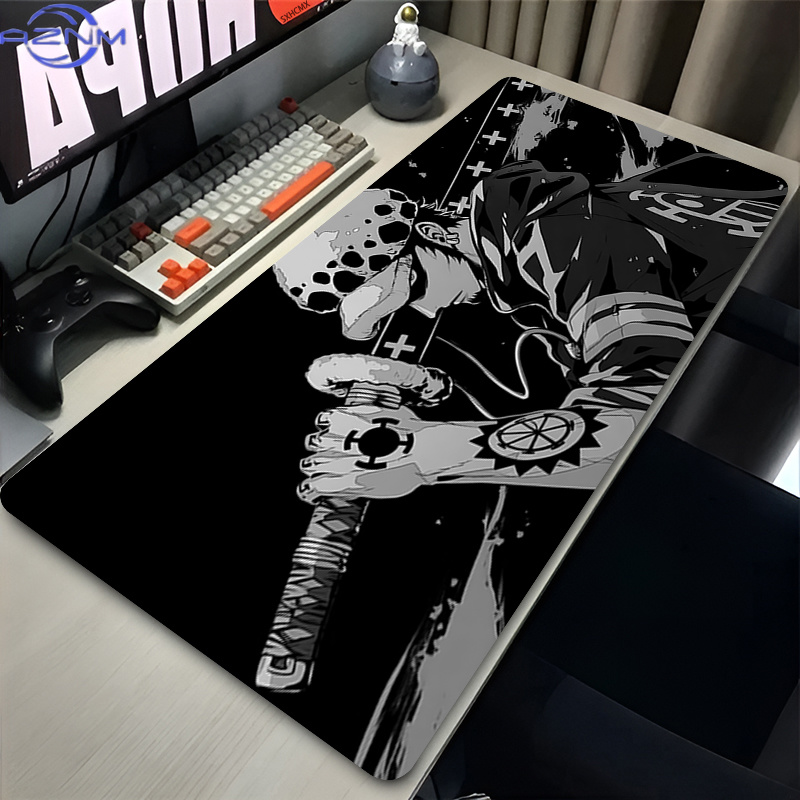 Desk Setup Black - Mouse Pad Trafalgar Law Black Gamer
