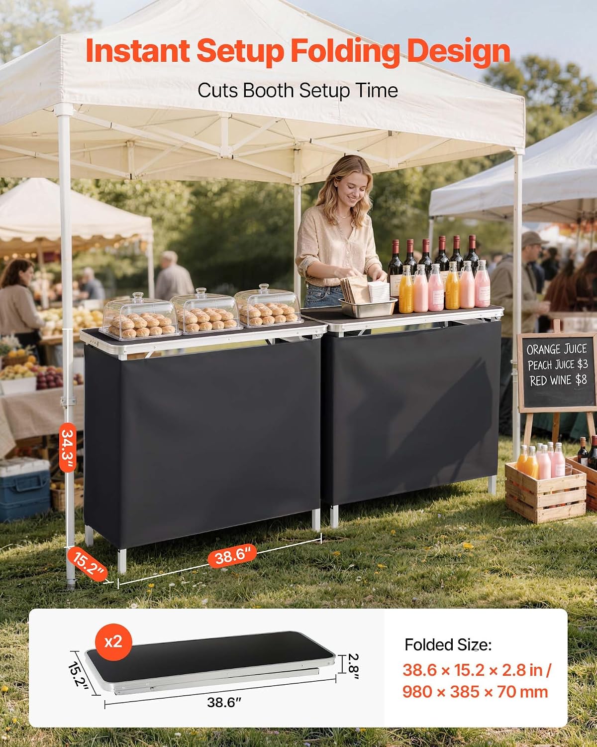 Portable Folding Bar Table Set - Desk Setup Black ulasan dan harga
