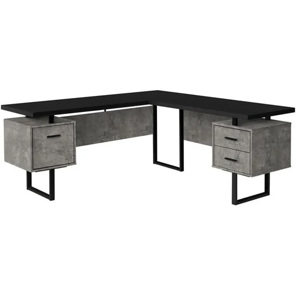 L-Shaped 70 Computer Desk with - Desk Setup Black ulasan dan harga