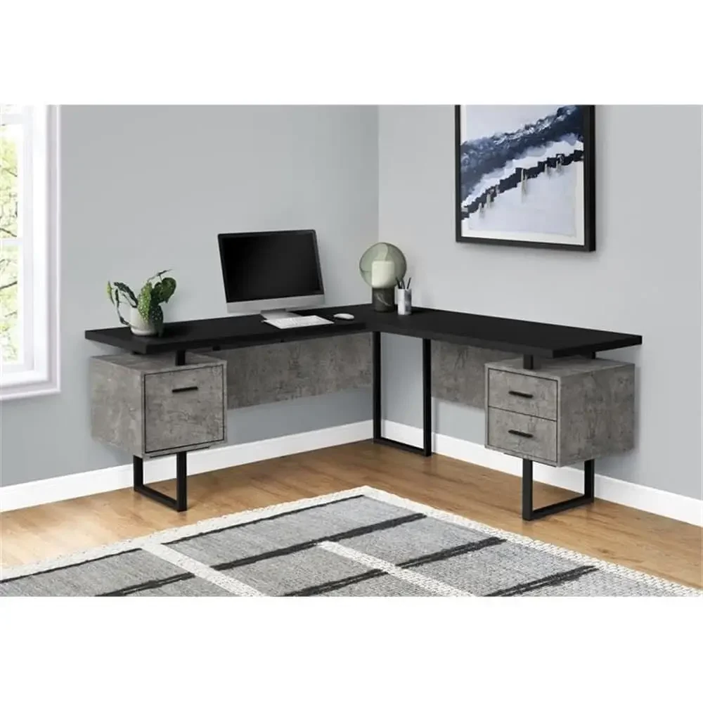 L-Shaped 70 Computer Desk with - Desk Setup Black ulasan dan harga