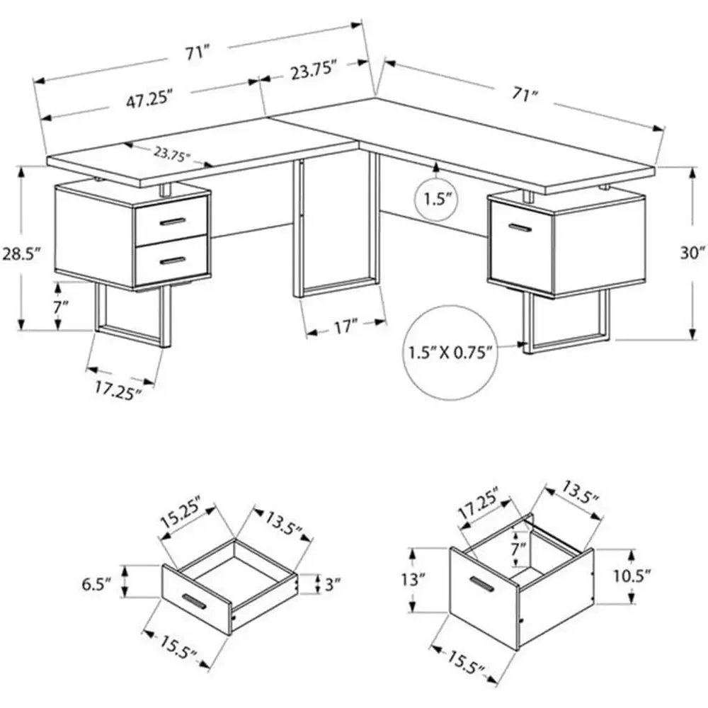 L-Shaped 70 Computer Desk with - Desk Setup Black ulasan dan harga
