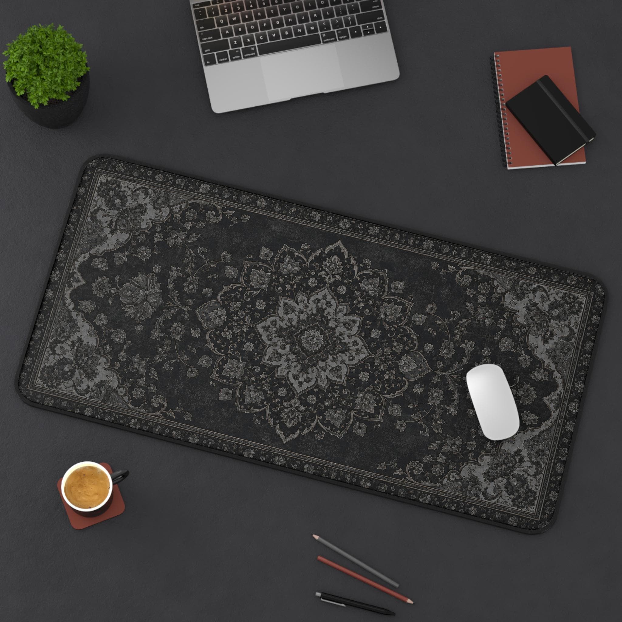 Black Rug Desk Mat Dark Academ - Desk Setup Dark ulasan dan harga