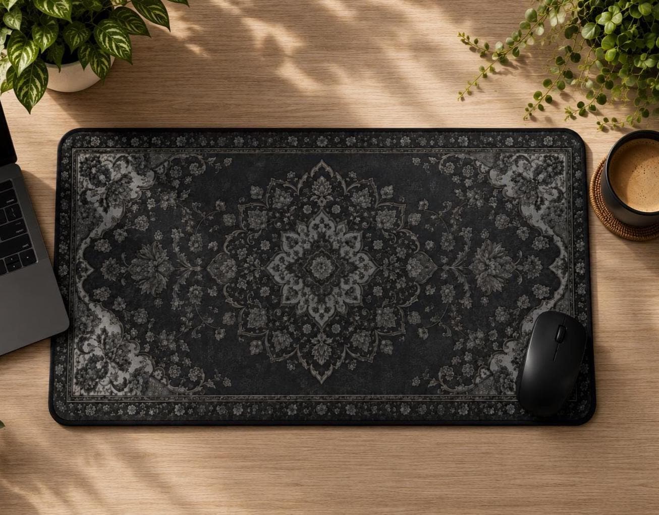 Black Rug Desk Mat Dark Academ - Desk Setup Dark ulasan dan harga