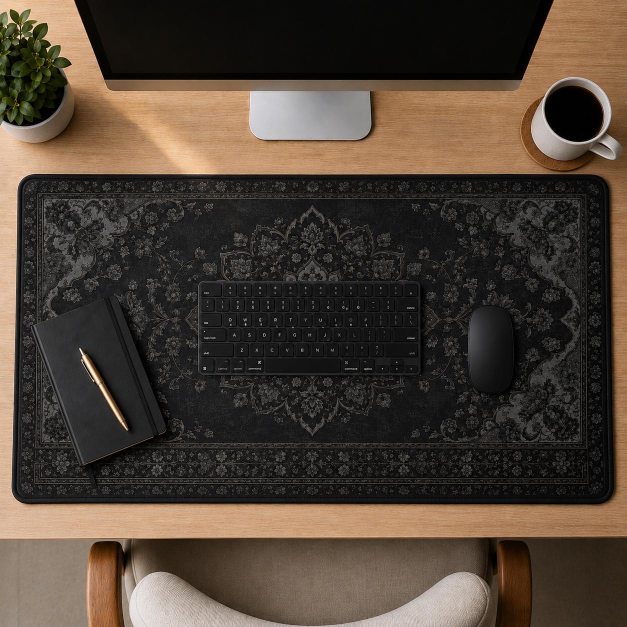 Black Rug Desk Mat Dark Academ - Desk Setup Dark ulasan dan harga