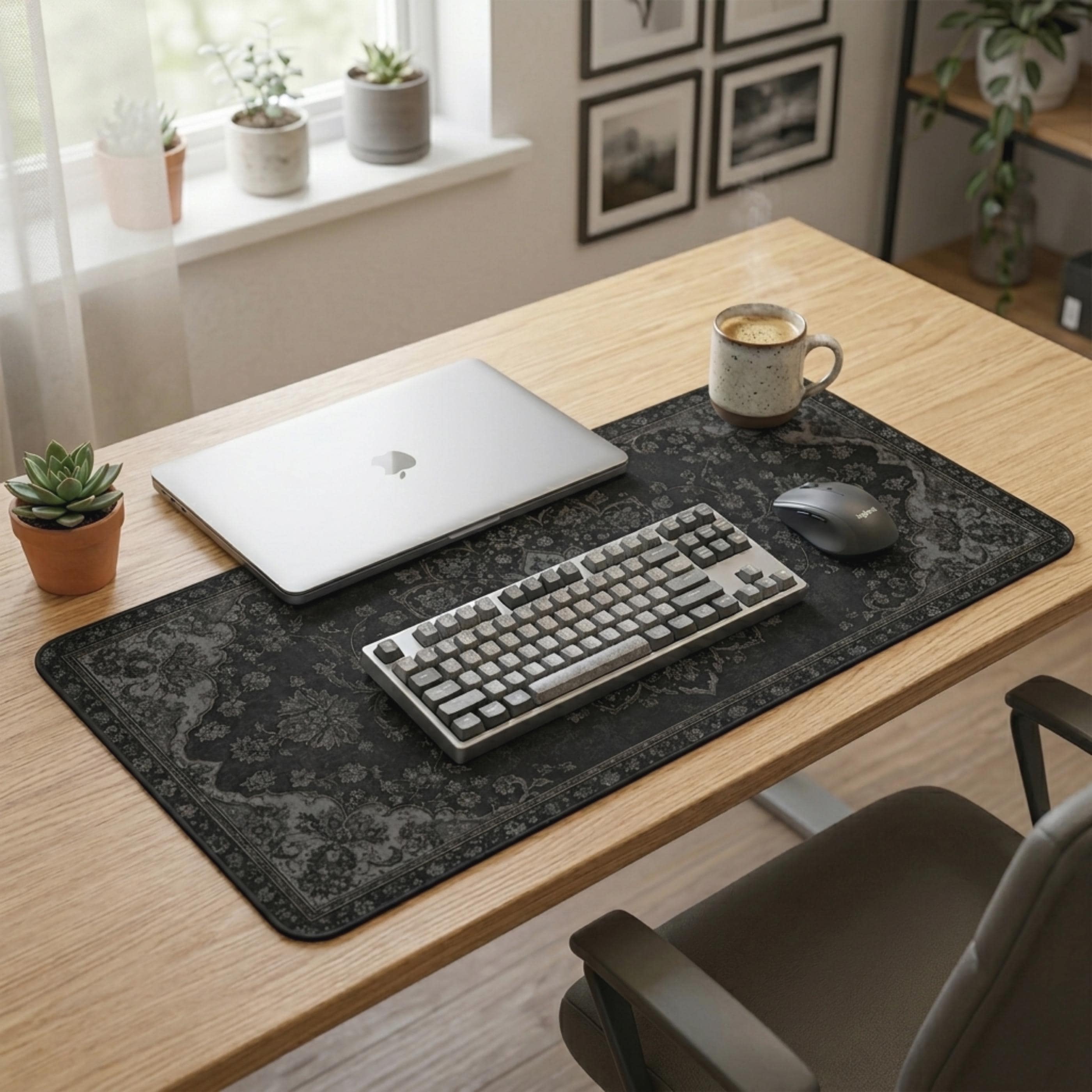 Black Rug Desk Mat Dark Academ - Desk Setup Dark ulasan dan harga