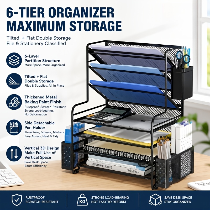 Desk Organizer Storage Contain - Desk Setup Black ulasan dan harga