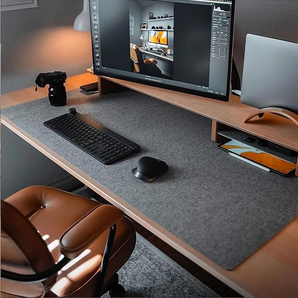Felt Desk Mat Computer Mat for - Desk Setup Dark ulasan dan harga