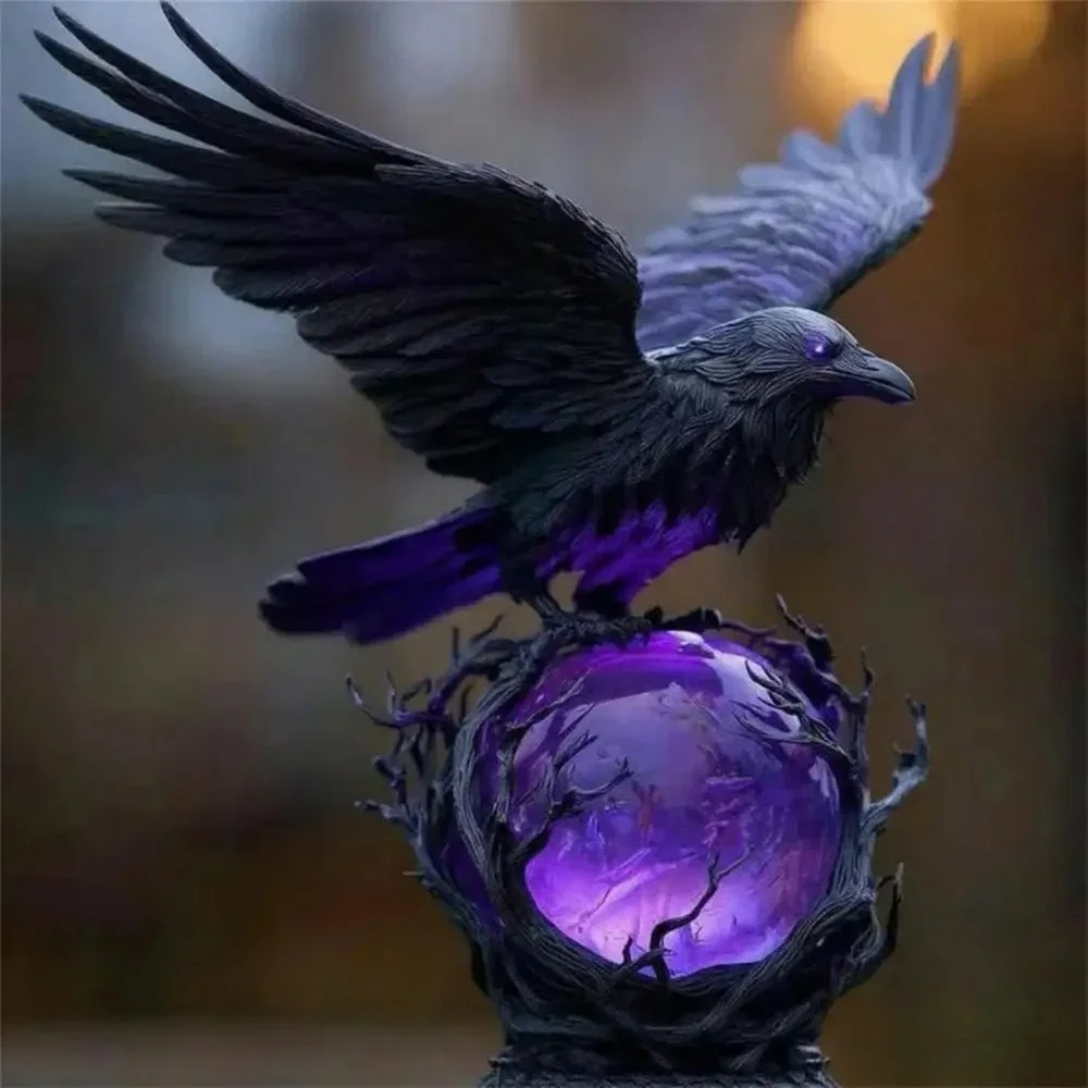 Gothic Raven LED Lamp Sculptur - Desk Setup Dark ulasan dan harga