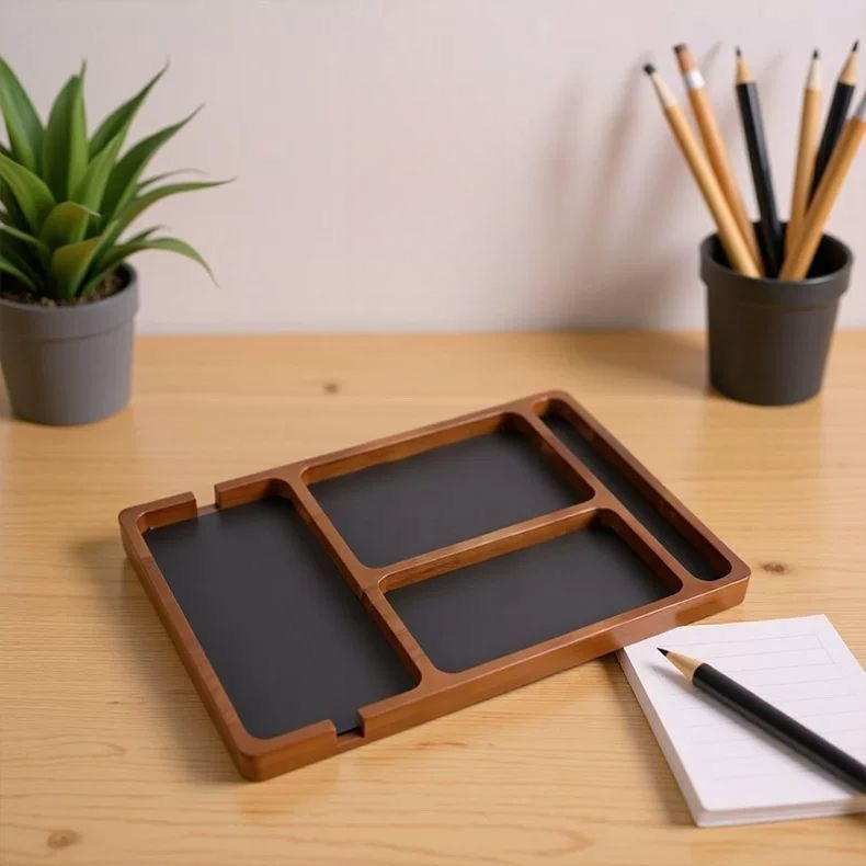 Solid Wood Storage Tray Nordic - Desk Setup Minimalist ulasan dan harga