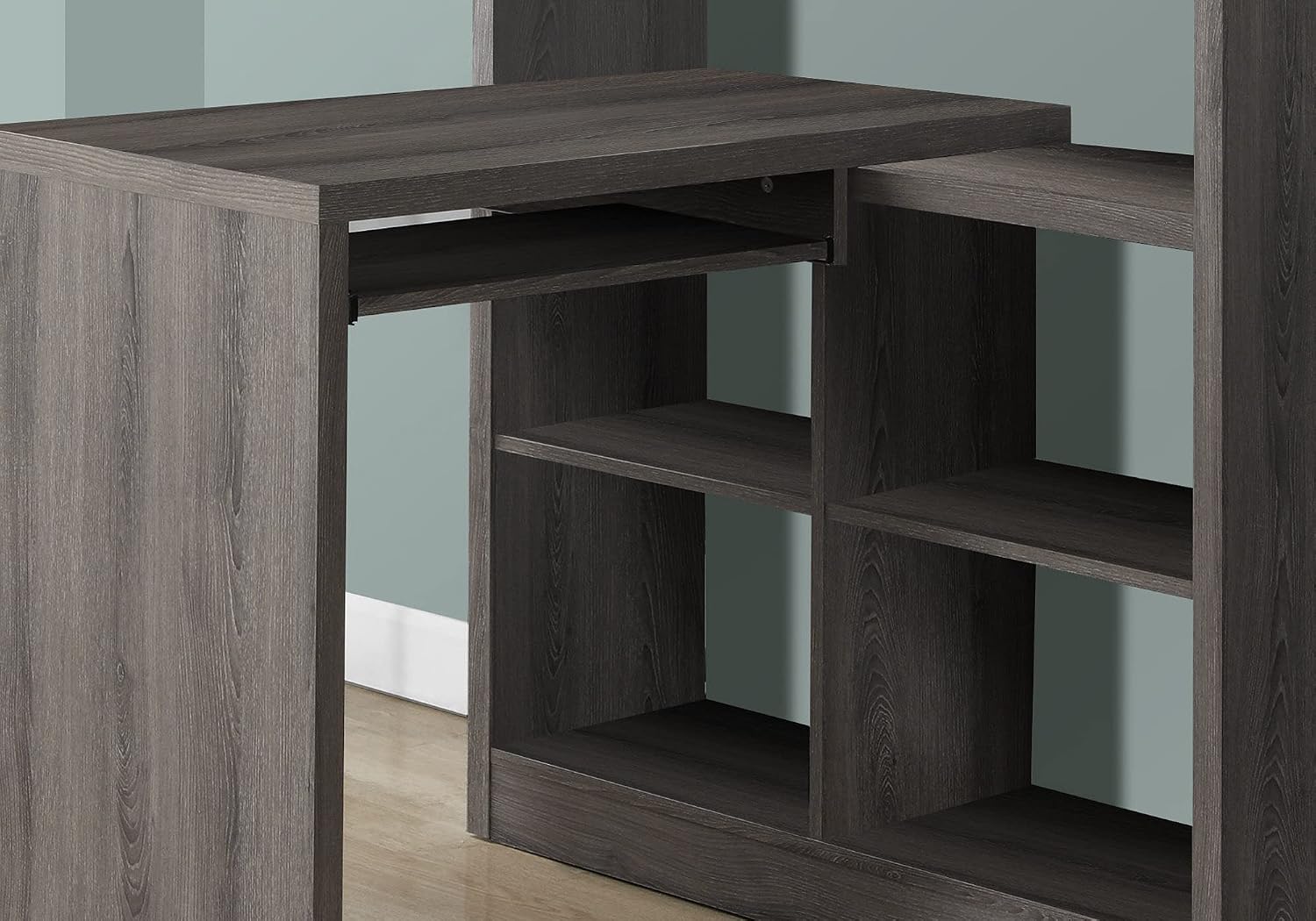 Corner Desk with Adjustable Sh - Desk Setup Dark ulasan dan harga