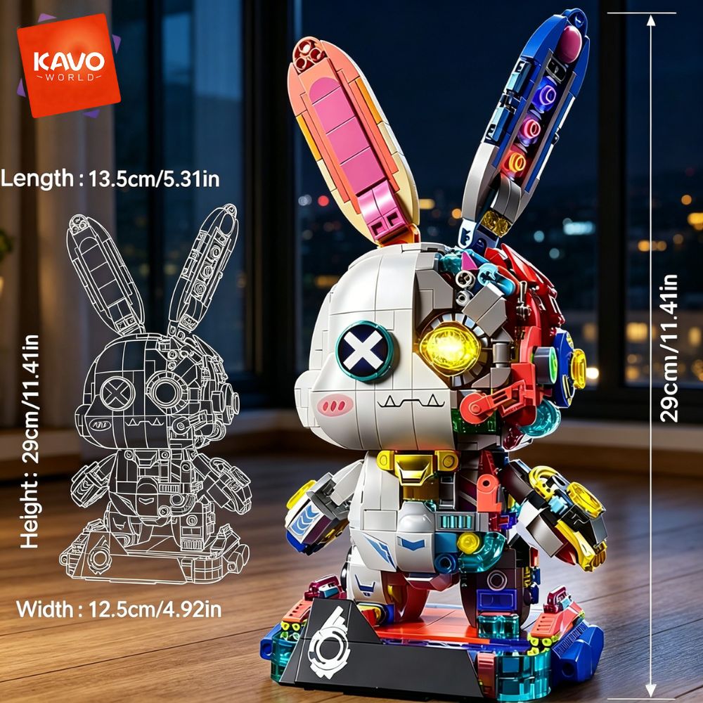 KAVOWORLD 1377PCS Robot Rabbit - Desk Setup Kit ulasan dan harga