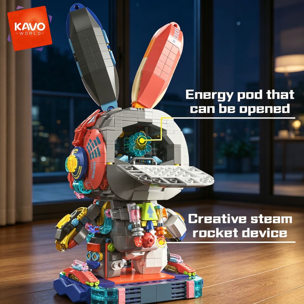 KAVOWORLD 1377PCS Robot Rabbit - Desk Setup Kit ulasan dan harga