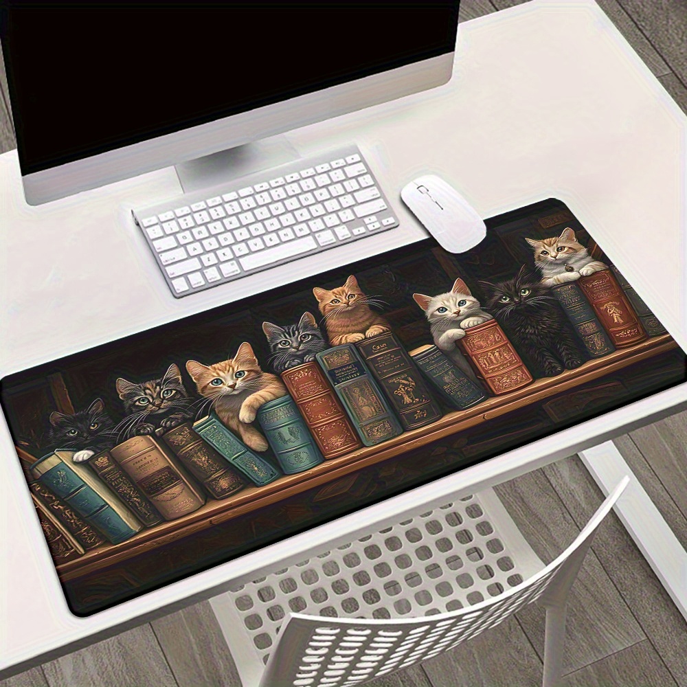 Cute Cats on Books Mouse Pad O - Desk Setup Books ulasan dan harga