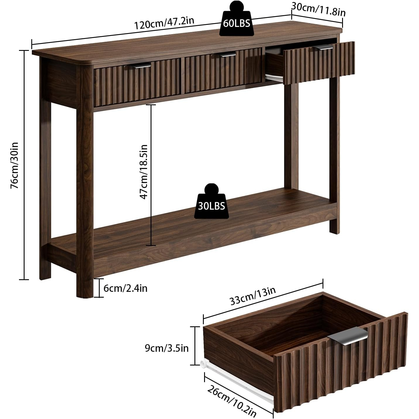 Fluted Wood Console Table with - Desk Setup Minimalist ulasan dan harga