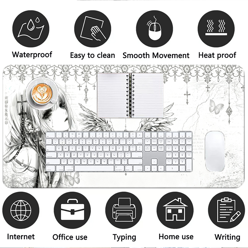 Leather Mousepad Black White A - Desk Setup Black ulasan dan harga